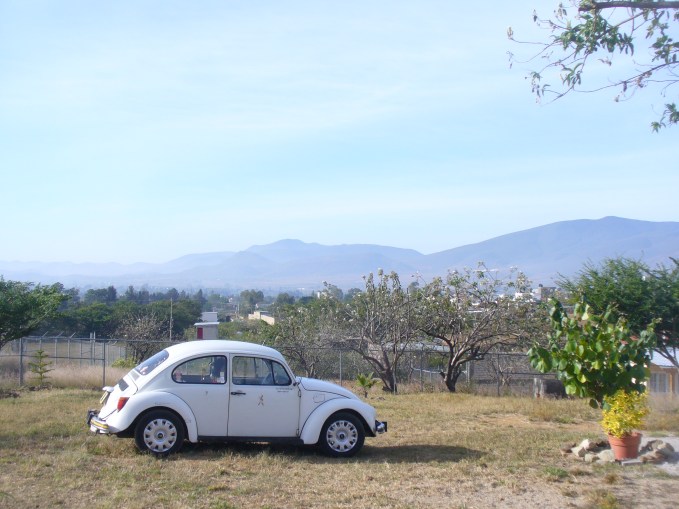 Jose's vochito in Lachigoló, in Siobhan and Spencer's yard