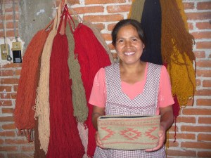Lupita, pre-cancer, with one of her beautiful woven cosmetic bags
